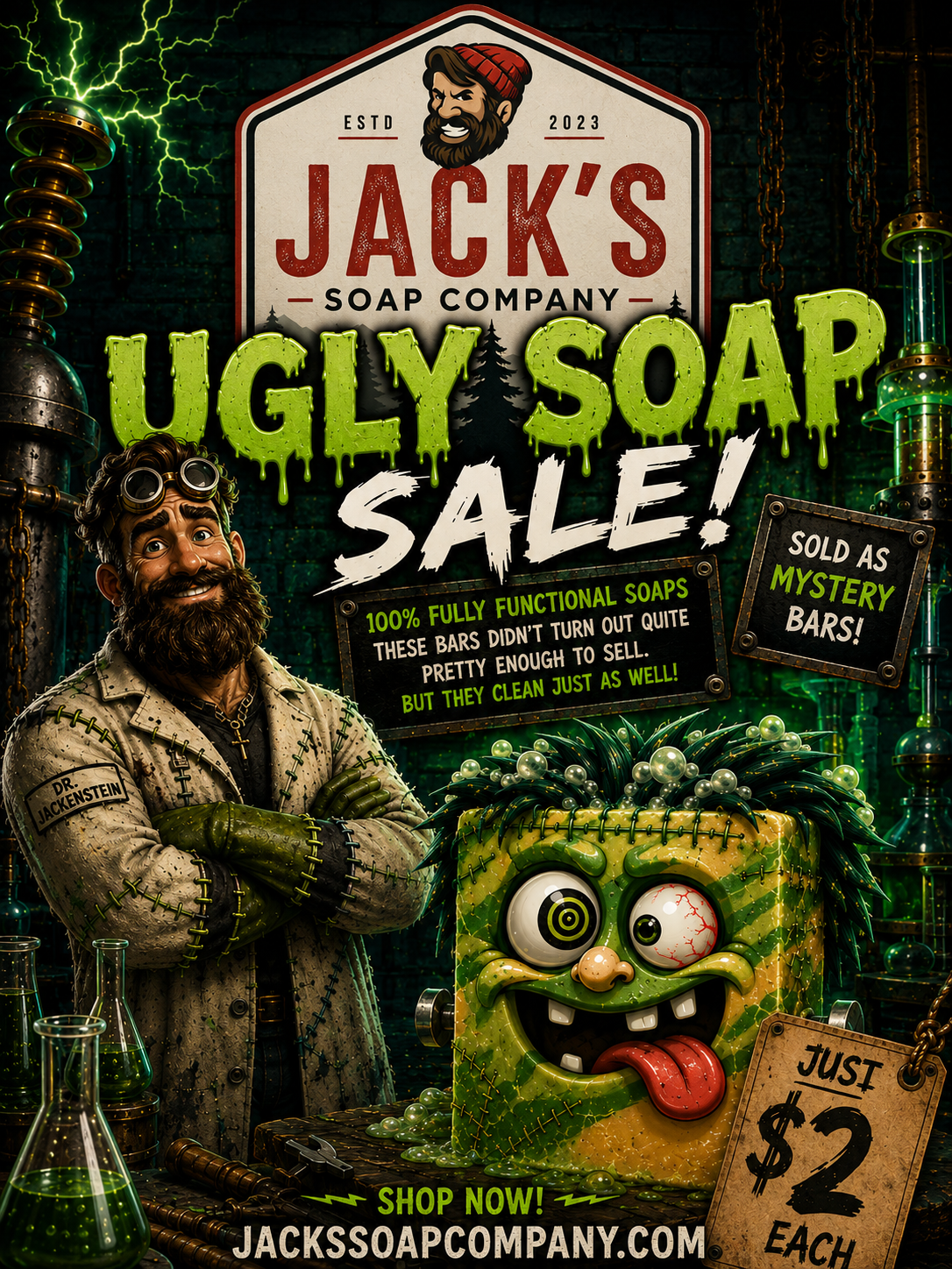⚡️ DR. JACKENSTEIN’S UGLY SOAP SALE IS LIVE! ⚡️
